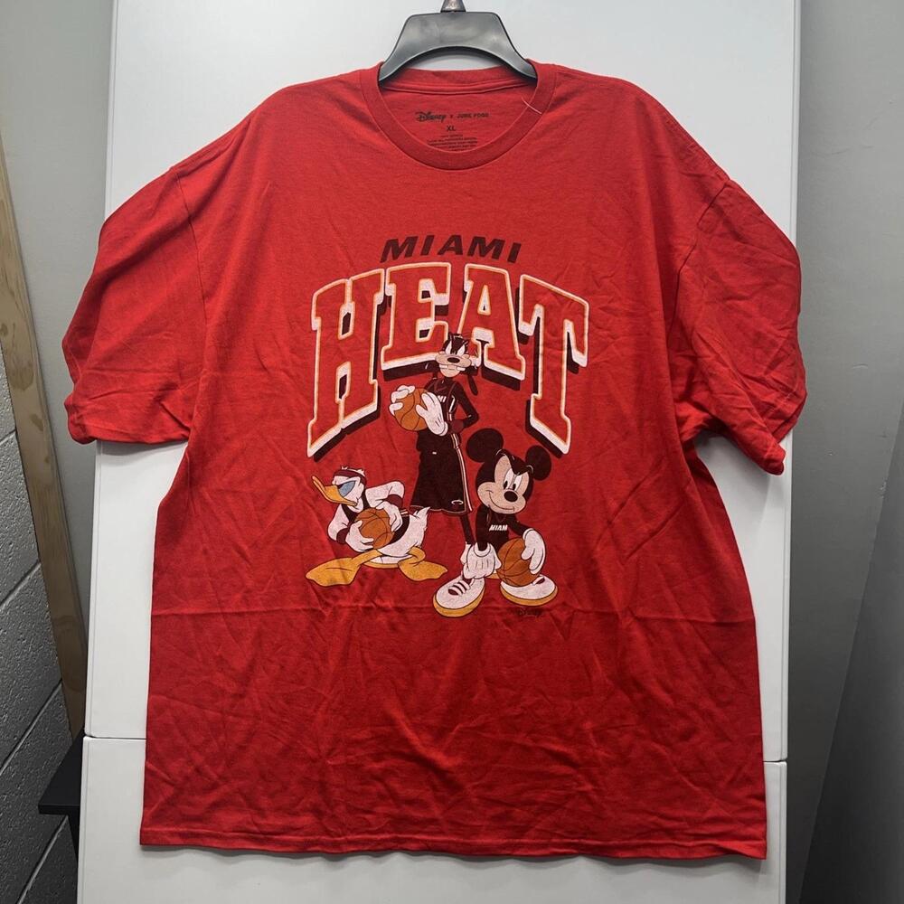 Miami Heat Mens Size Xl Junk Food Disney Red Shirt Mickey Donald Goofy